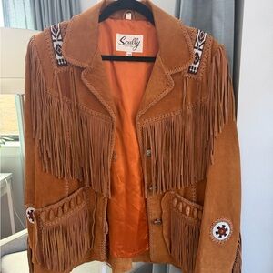 Vintage Rust Brown Suede Fringe Jacket
